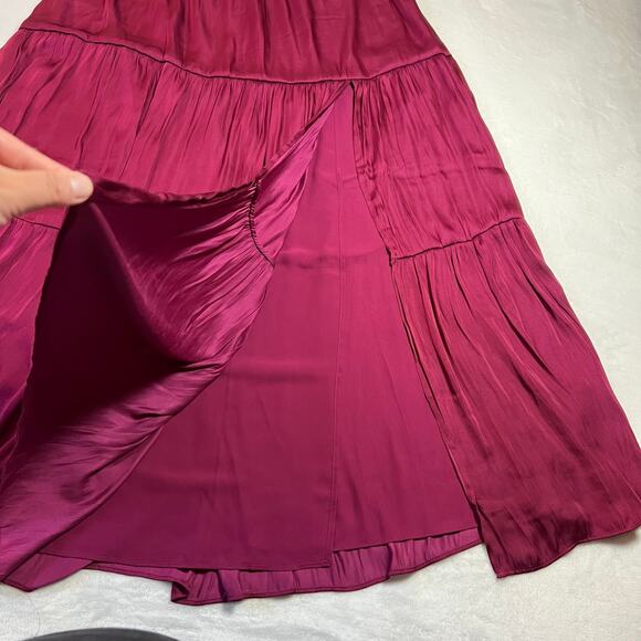 Banana Republic Tiered Soft Satin Skirt with Slit Size X-Large Pull On Colorful - Picture 4 of 8